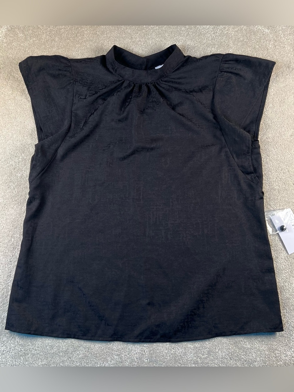 Nine West Shirt Blouse Cap Sleeve Black NWT Monochrome Pattern Women's small
